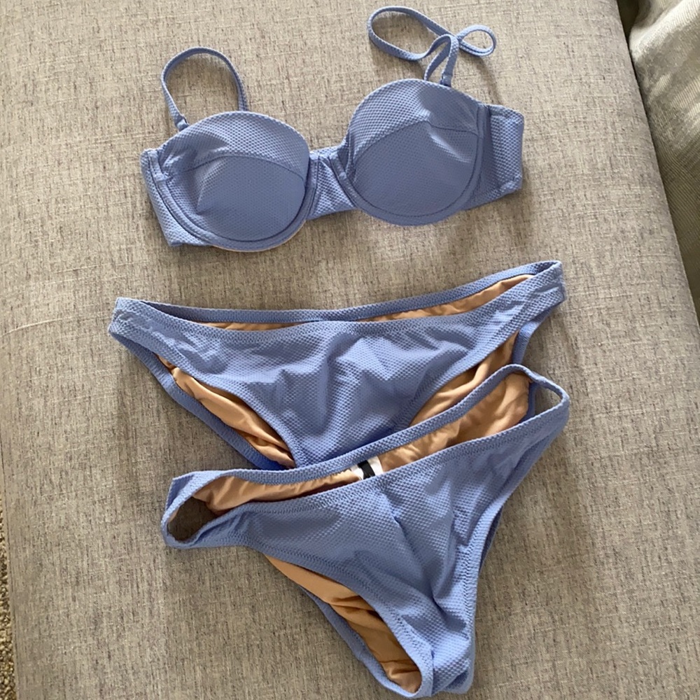 J Crew beautiful blue bikini - two bottoms!!!!!